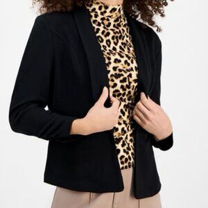 NWT Bar III Women’s Black Shawl‑Collar Blazer Size M 3/4 Sleeve Open Front Jackt